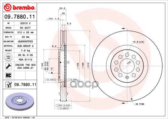 Диск Тормозной Xtra | Перед | Brembo арт. 0978801X