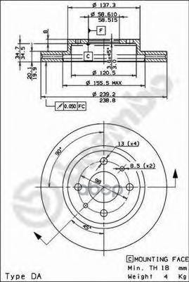 Диск тормозной передний вентилируемый Brembo арт. 09889414