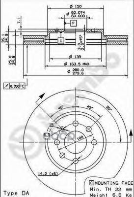 Диск Тормозной Передн Opel: Meriva 03- Brembo арт. 09.9159.10