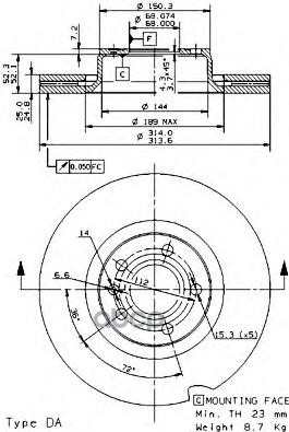 Диск Тормозной Uv Coated | Перед | Brembo арт. 09954011