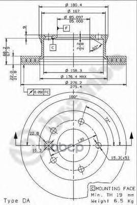 Диск Тормозной Standard | Перед | Brembo арт. 09961824