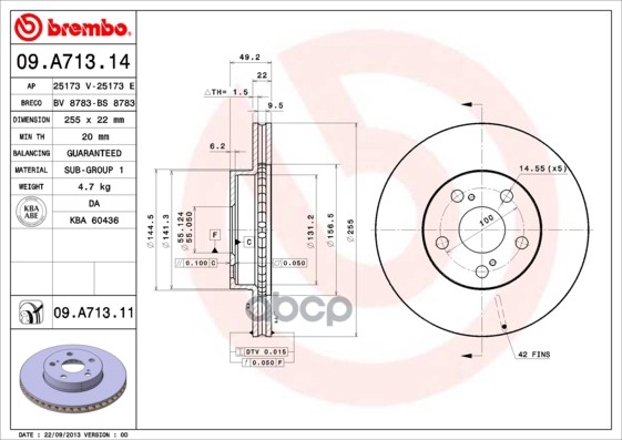 Диск Тормозной Uv Coated | Перед | Brembo арт. 09A71311