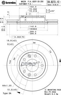 Диск тормозной 09.B272.10 Brembo арт. 09.B272.10