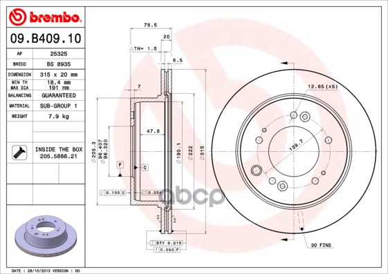 Диск Тормозной Standard | Зад | Brembo арт. 09B40910
