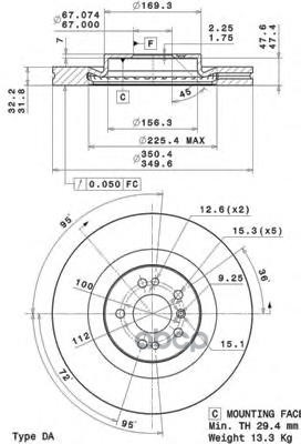 Диск тормозной (Спереди) Mercedes-Benz M-Class 05-11 / GL-Class 06-12 Brembo арт. 09.R103.11