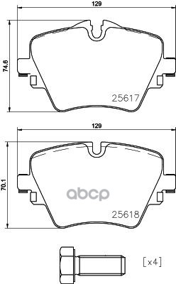 Колодки передние BMW 1 F40, 3 G20, 5 G30, X1 F48, X2 F39, X3 G01, X4 G02 P06093 Brembo арт. P06093