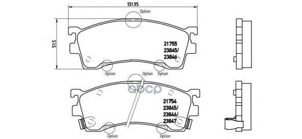 Колодки тормозные дисковые передн. EUNOS 500 Saloon 01/92-10/99 / FORD USA PROBE II (ECP) 09/92-03/ Brembo арт. p49023