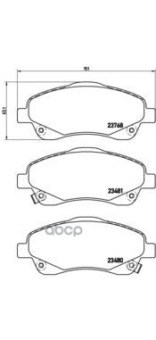 Колодки тормозные дисковые передн. TOYOTA AVENSIS (_T25_) 04/03-11/08 / TOYOTA AVENSIS Estate (_T25 Brembo арт. p83046