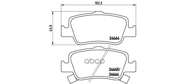 Колодки тормозные дисковые задн. TOYOTA AURIS (_E15_) 10/06-09/12 / TOYOTA AURIS (_E18_) 10/12-> / T Brembo арт. p83080
