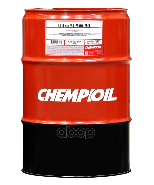 CHEMPIOIL 5W-30 Ultra Sl(Sn) / Ch-4, A3/B4, 60Л (Синт. Мотор. Масло)