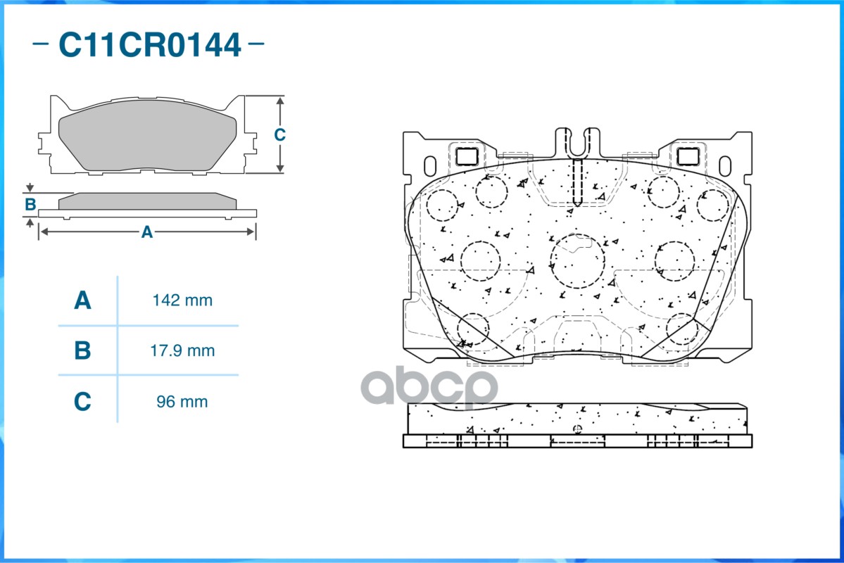 Тормозные колодки передние Low Metallic C11CR0144 CWORKS арт. C11CR0144