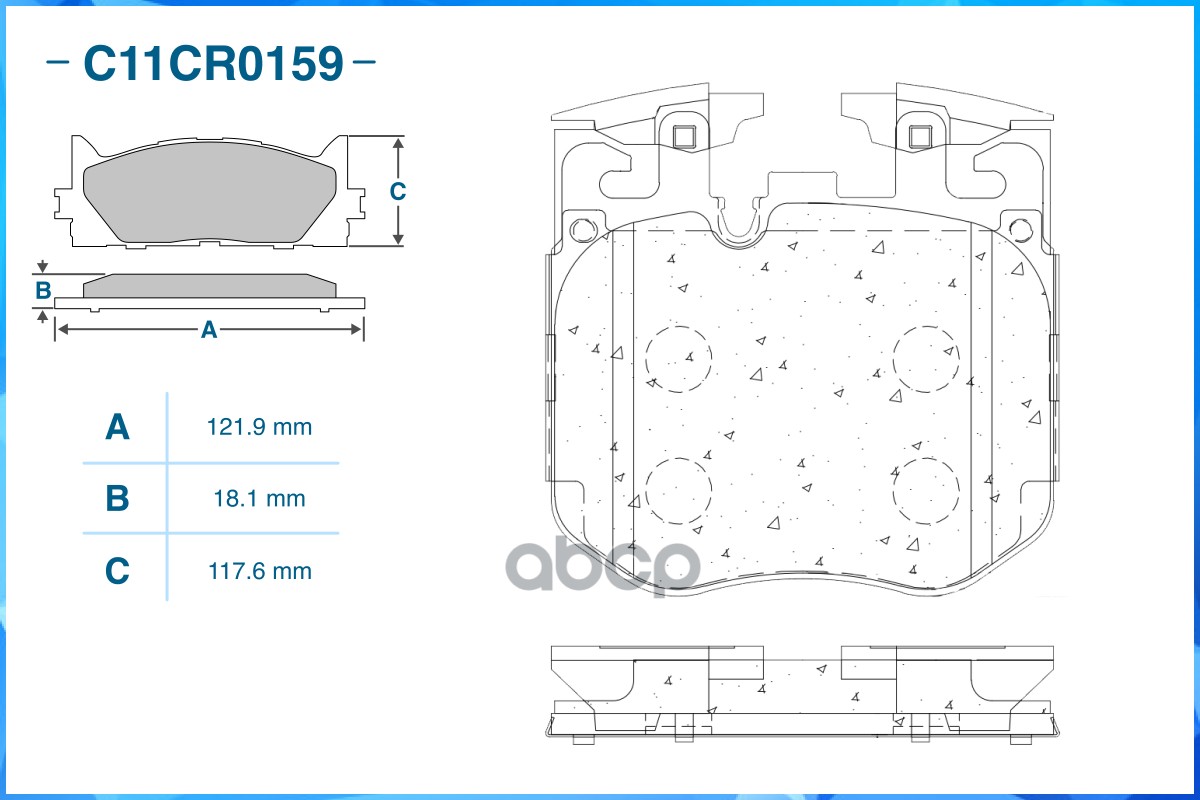 Тормозные колодки передние, Low Metallic C11CR0159 CWORKS арт. C11CR0159