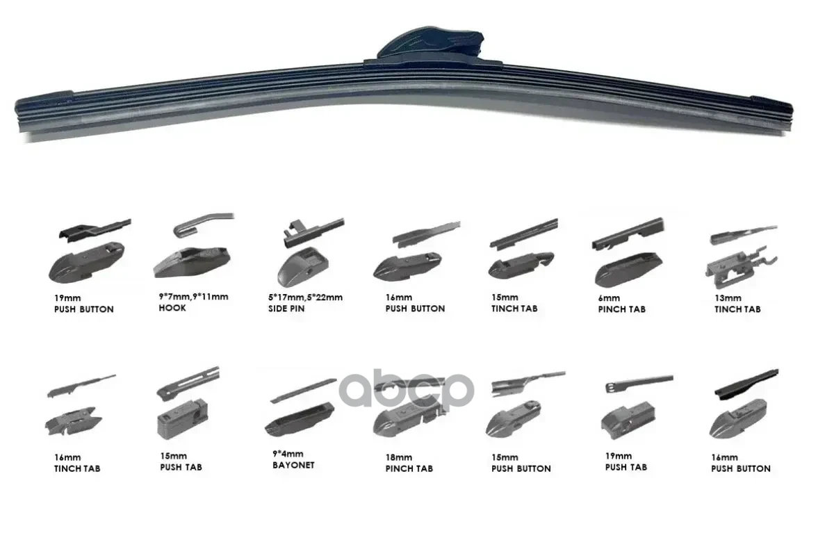 Щетка стеклоочистителя с адаптерами 16"/400 mm бескаркасная D20CR0016 CWORKS арт. D20CR0016