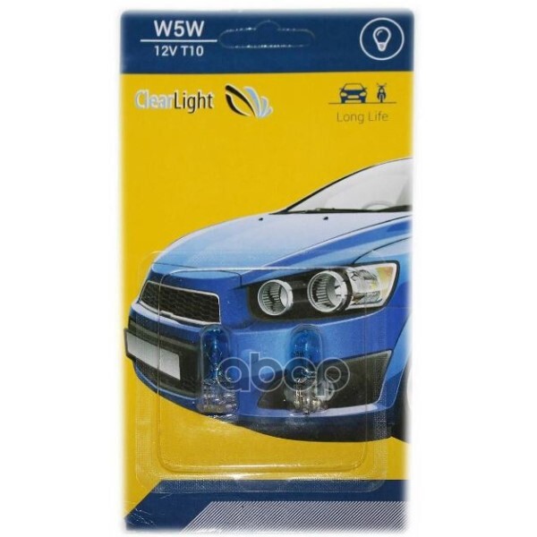 Лампа 12V W5w 5W T10 Clearlight Clearlight Blue 2 Шт. Блистер Cl-W5w-12V 2В ClearLight арт. CL-W5W-12V 2В