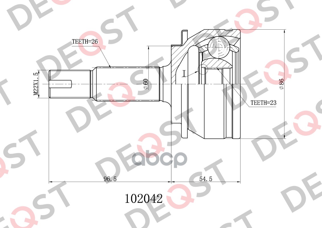 ШРУС TOYOTA AURIS E150/COROLLA X E150 1.3-1.6 06- наружний DEQST арт. 102042