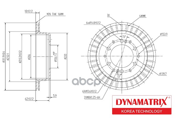 Диск Тормозной DYNAMATRIX-KOREA арт. DBD1743