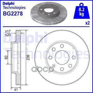Диск тормозной (2 шт в уп) цена за 1шт. Delphi арт. BG2278
