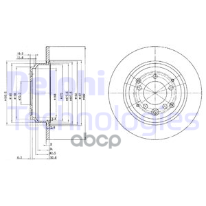 Диск тормозной (Сзади) Honda Odyssey 94-10 / Stepwgn 96-01 / Legend 90-04 Delphi арт. BG3060