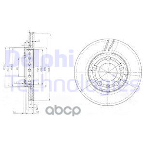 Диск тормозной (2 шт в уп) цена за 1шт. Delphi арт. BG3695