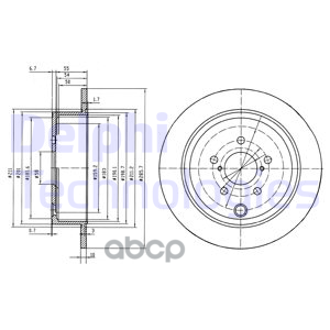 Диск тормозной (2 шт в уп) цена за 1шт. Delphi арт. BG4158