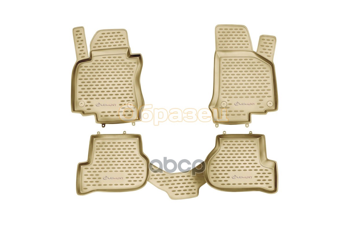 Коврики в салон TOYOTA Land Cruiser Prado, 5 мест, 12/2009-2013, 4 шт. (полиуретан, бежевые) / Тойота Ленд крузер прадо ELEME...