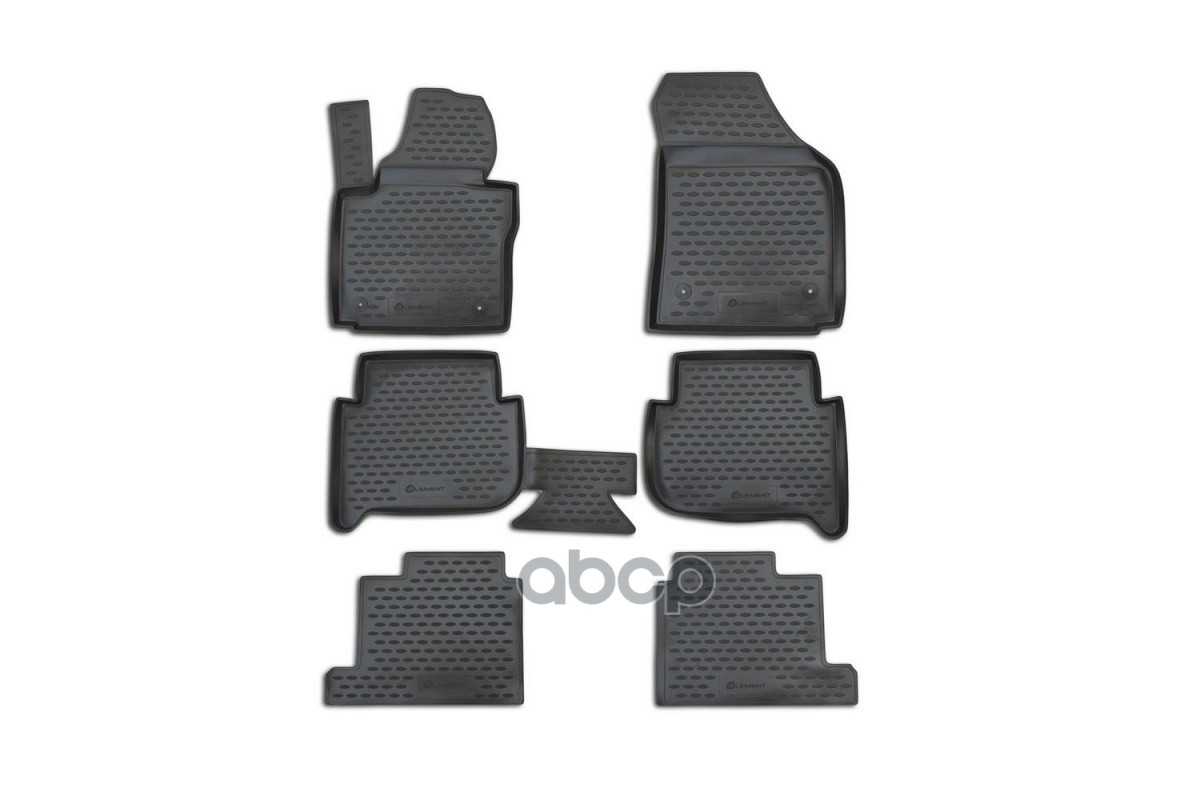 Коврики В Салон Vw Touran (I) 2003-2010, (Ii) 2010-2015, 7 Мест., 6 Шт. (Полиуретан, Серые) / Фольксваген Туран ELEMENT арт. ...