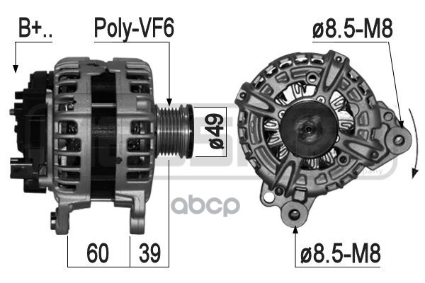 Генератор SKODA OCTAVIA 2014- 1.6 145A 209260 Era арт. 209260