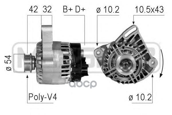 210743 Генератор Fiat 500/Doblo 1.2/1.4 105A Era арт. 210743