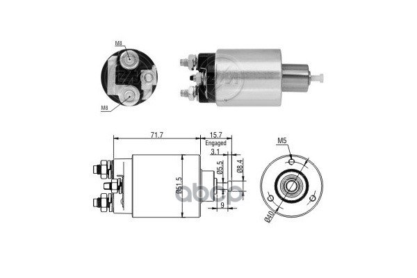 ZM865 Реле втягивающее DAEWOO NEXIA/ESPERO Era арт. zm865