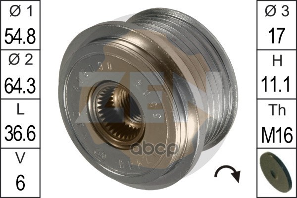 ZN5504 Шкив генератора FORD MONDEO IV 2.0 Era арт. zn5504