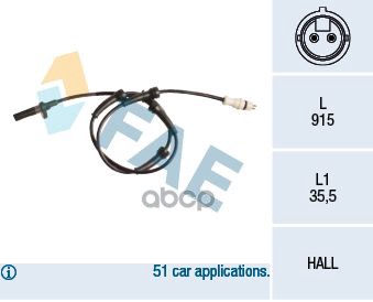 Датчик  частота вращения колеса FAE арт. 78178