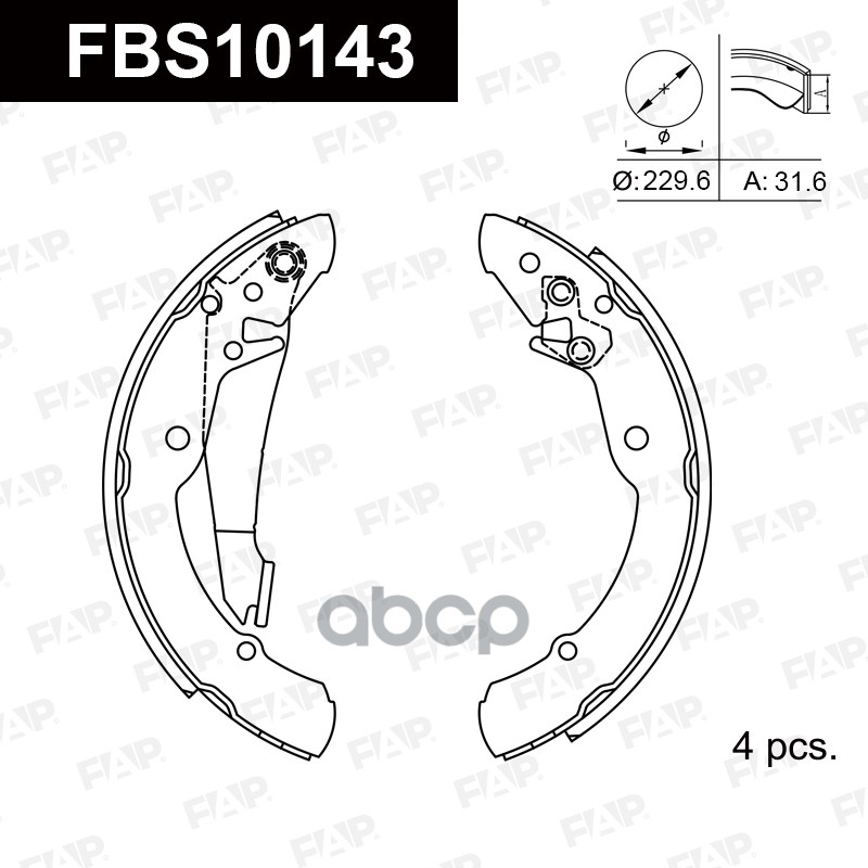Тормозные колодки барабанные PREMIUM FBS10143 FAP арт. FBS10143