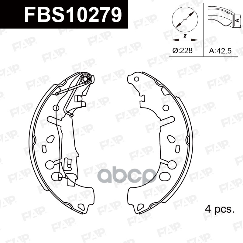 Тормозные колодки барабанные PREMIUM FBS10279 FAP арт. FBS10279