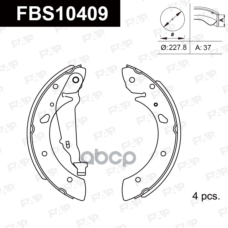 Тормозные колодки барабанные PREMIUM FBS10409 FAP арт. FBS10409