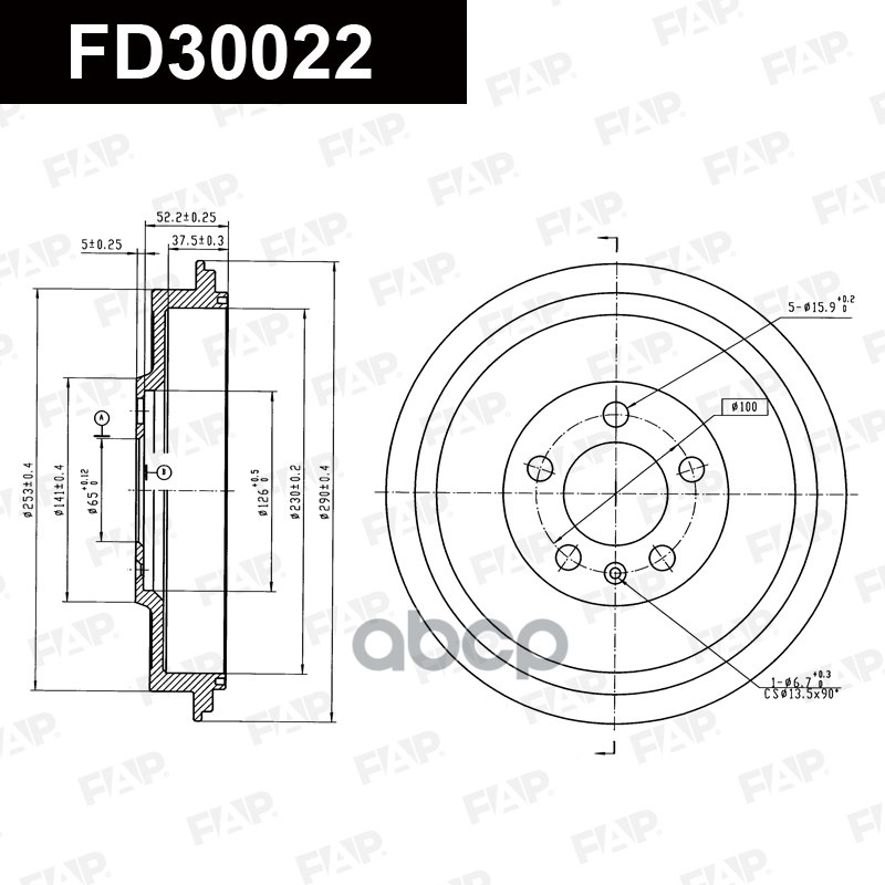 Тормозной барабан с покрытием GEOMET FD30022 FAP арт. FD30022