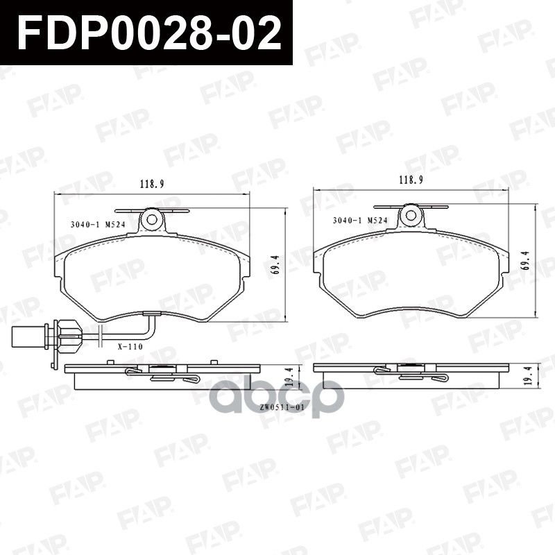 Тормозные колодки дисковые смесь CERAMIC FDP0028-02 FAP арт. FDP0028-02