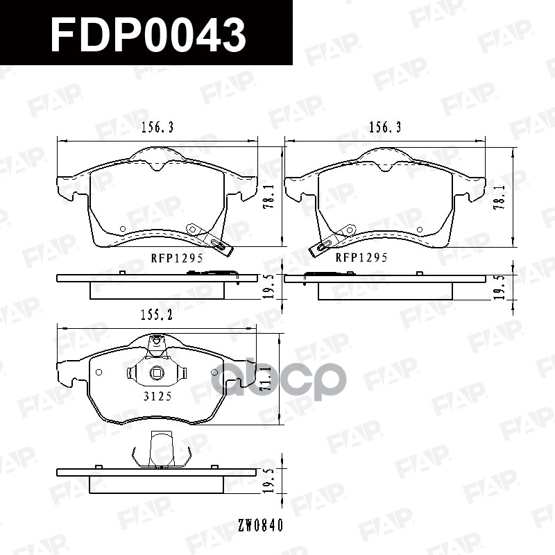 Тормозные колодки дисковые смесь CERAMIC FDP0043 FAP арт. FDP0043