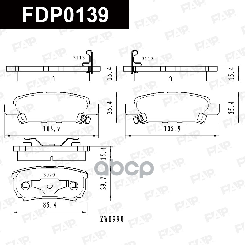 Тормозные колодки дисковые смесь CERAMIC FDP0139 FAP арт. FDP0139