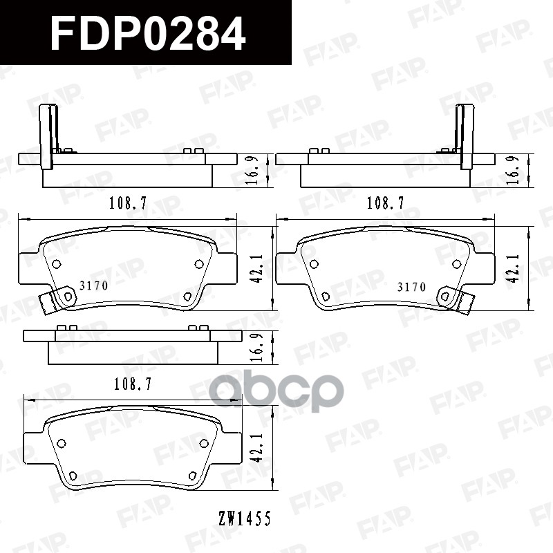 Тормозные колодки дисковые смесь CERAMIC FDP0284 FAP арт. FDP0284