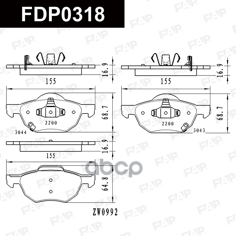 Тормозные колодки дисковые смесь CERAMIC FDP0318 FAP арт. FDP0318