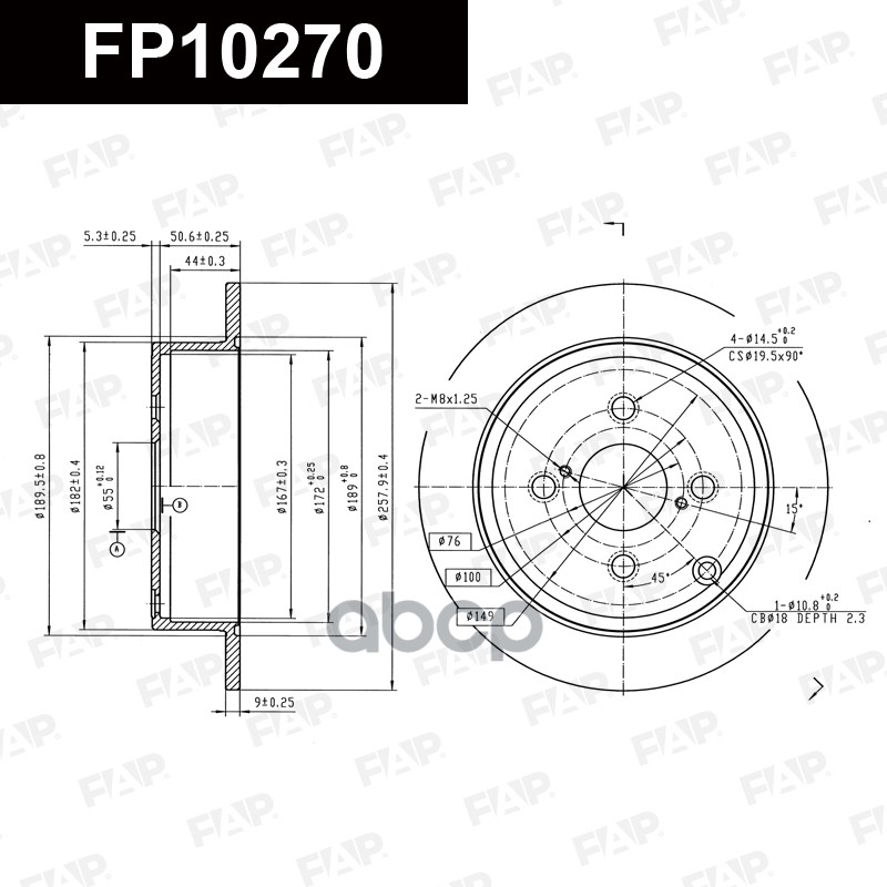 Тормозной диск с покрытием GEOMET FP10270 FAP арт. FP10270