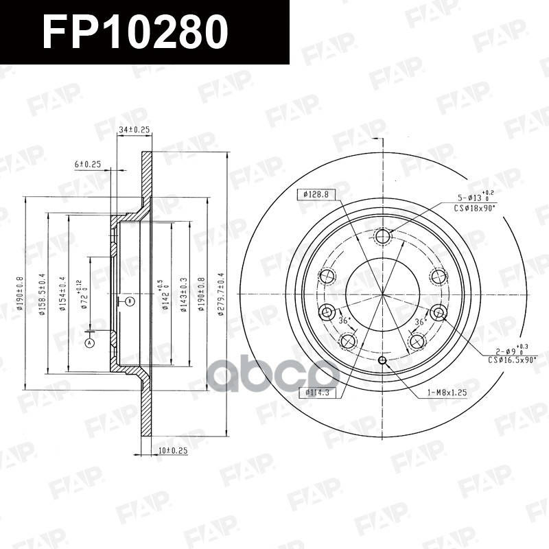 Тормозной диск с покрытием GEOMET FP10280 FAP арт. FP10280