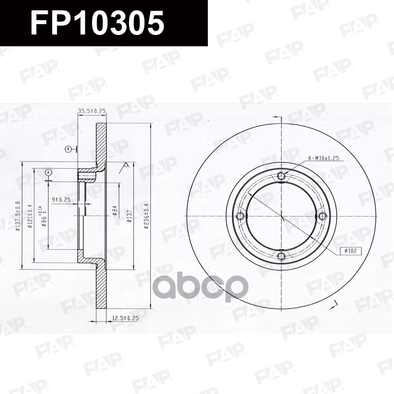 Тормозной диск с покрытием GEOMET FP10305 FAP арт. FP10305