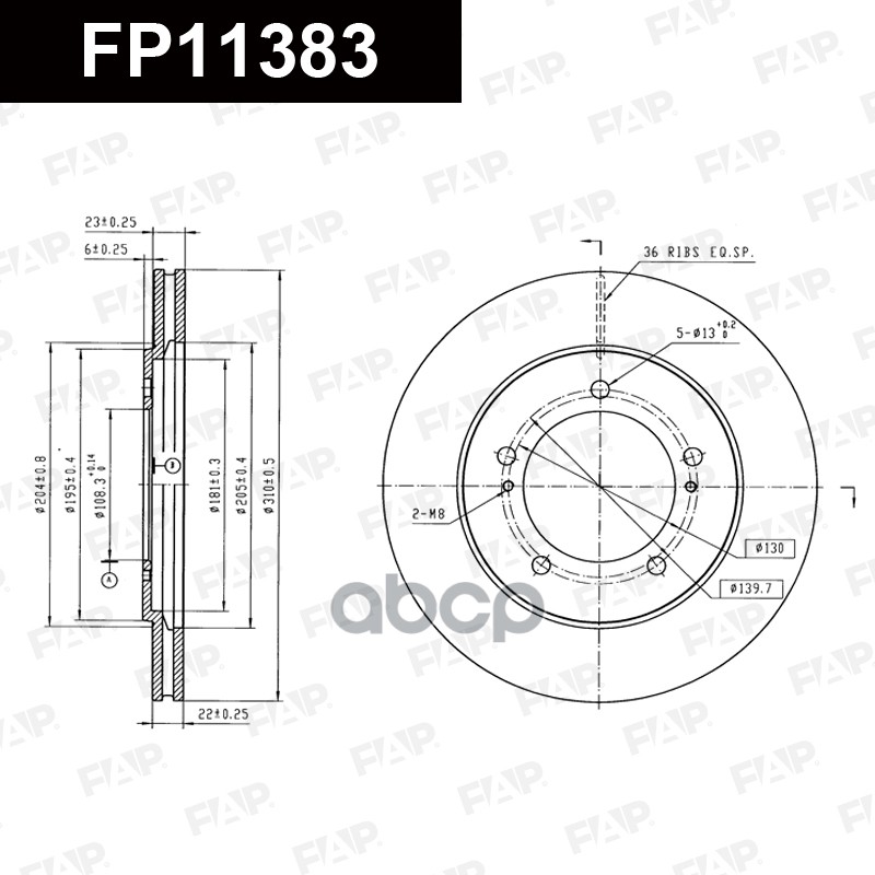 Тормозной диск с покрытием GEOMET FP11383 FAP арт. FP11383