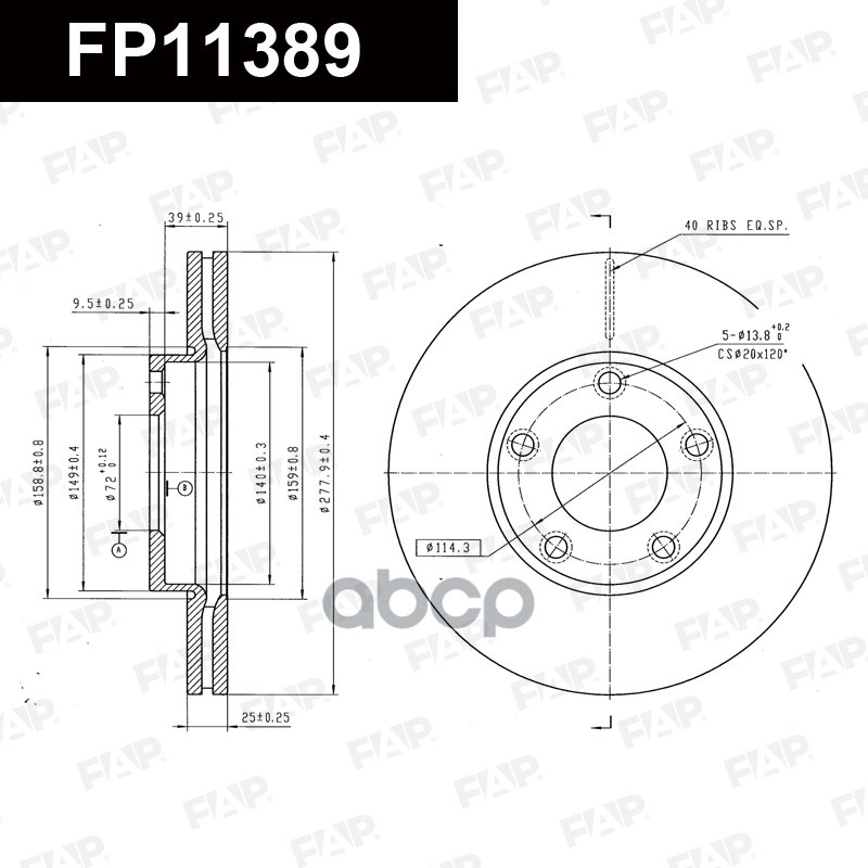 Тормозной диск с покрытием GEOMET FP11389 FAP арт. FP11389