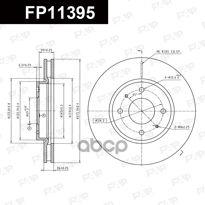 Тормозной Диск С Покрытием Silver Fp11395 FAP арт. FP11395
