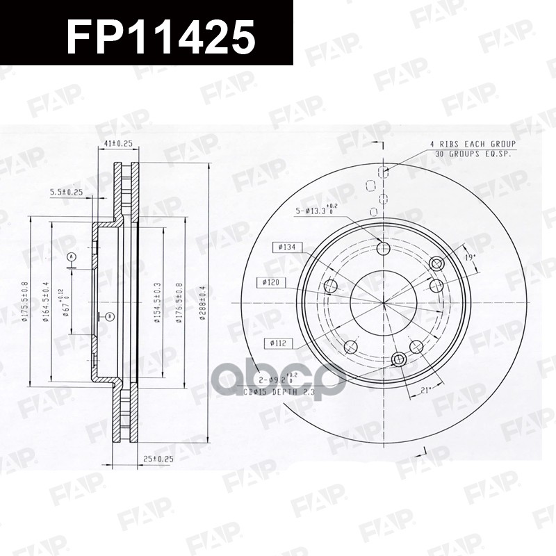 Тормозной диск с покрытием GEOMET FP11425 FAP арт. FP11425