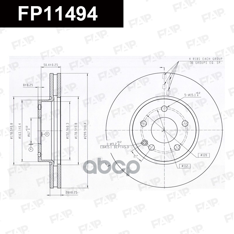 Тормозной диск с покрытием GEOMET FP11494 FAP арт. FP11494
