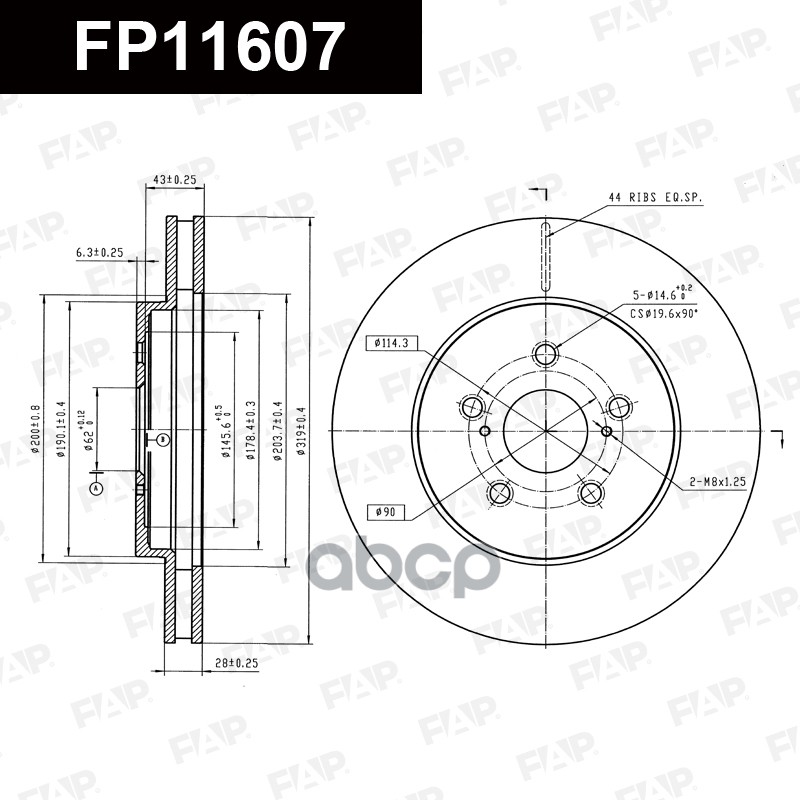 Тормозной диск с покрытием GEOMET FP11607 FAP арт. FP11607