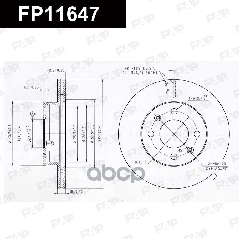 Тормозной диск с покрытием GEOMET FP11647 FAP арт. FP11647